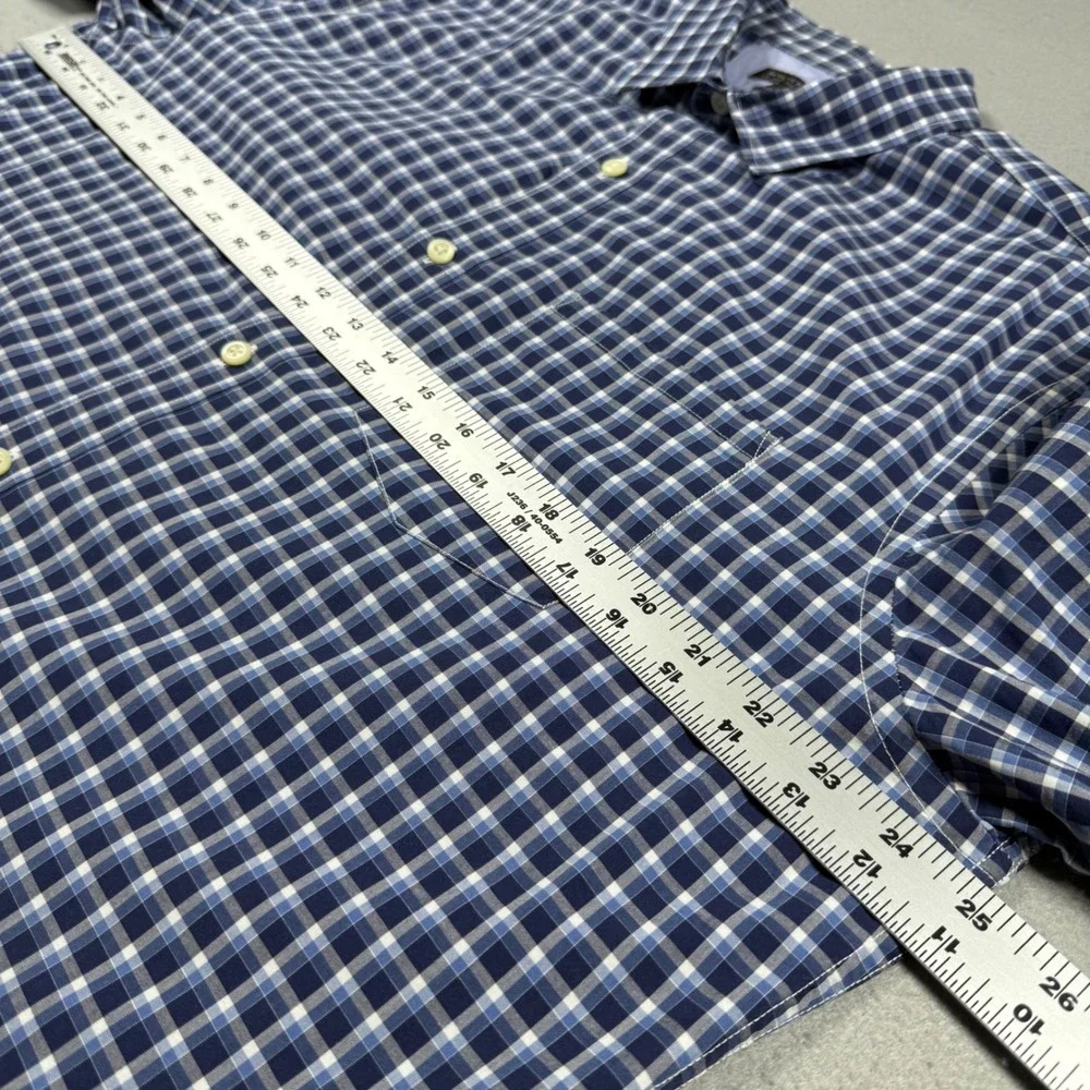 Banana Republic Mens XL Blue White Checkered Soft Wash Tailored Slim Fit Shirt